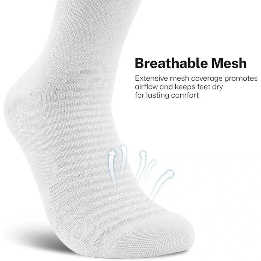 MSRP $21 PAPLUS 6 Pairs White L-XL Athletic Crew Compression‎ Socks for